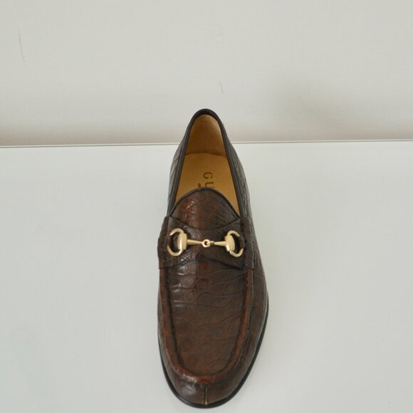 NIB GUCCI GENUINE CROCODILE HORSEBIT LOAFERS - Picture 8 of 11